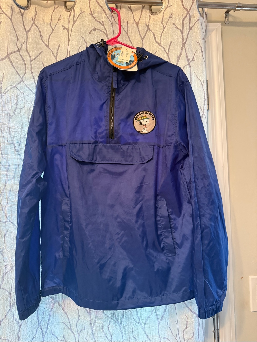 Aeropostale Royal Blue Hooded Pullover windbreaker with Patch